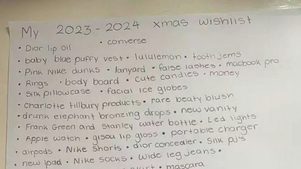 В Австралии 13-летняя девочка составила список для Санты