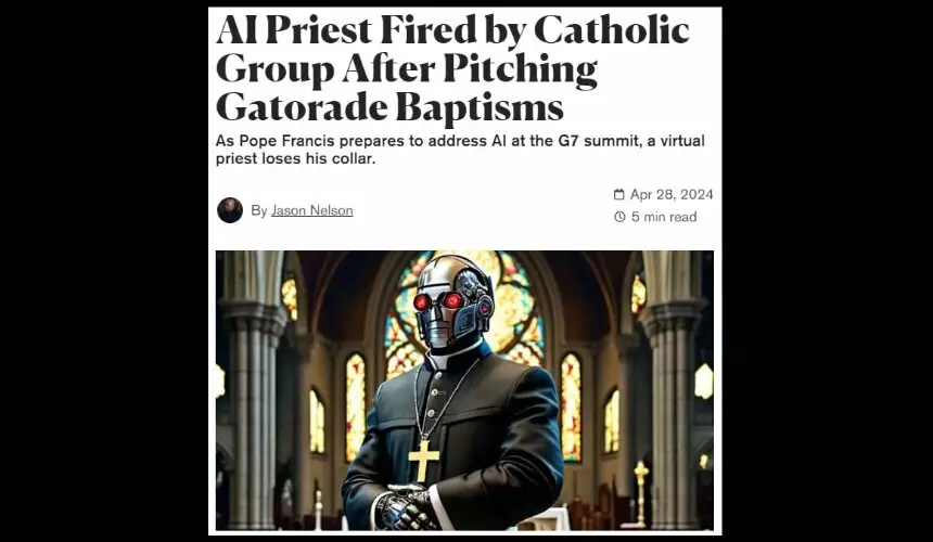 В Калифорнии уволили ИИ-священника после того, как он предложил прихожанам креститься в изотонике Gatorade